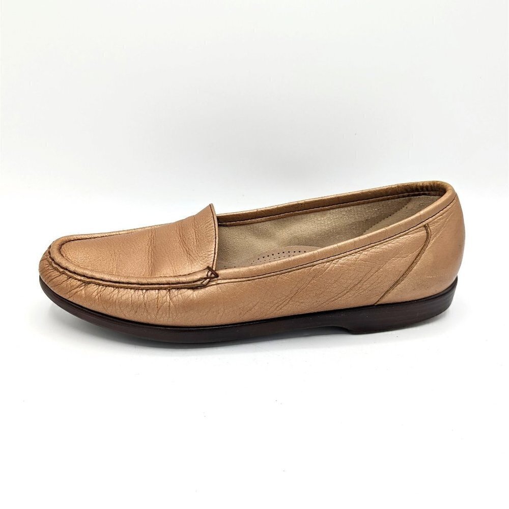 SAS Simplify Women's 8 (38.5) Metallic ROSE GOLD Slip On Moc Toe Comfort Loafer